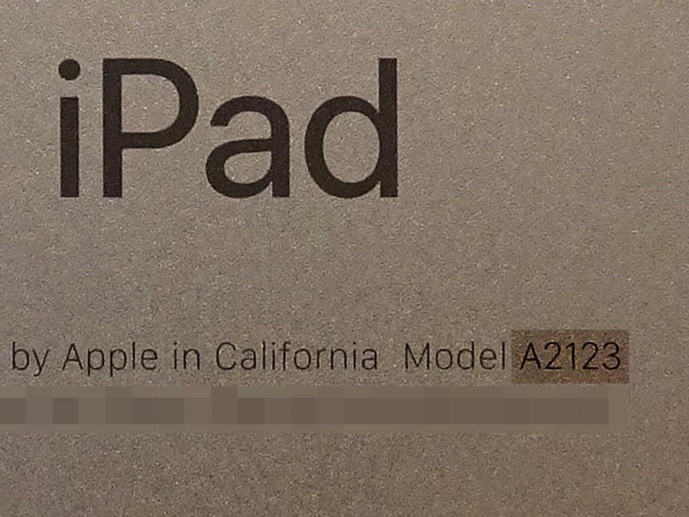 iPad Air モデル番号 本体裏面