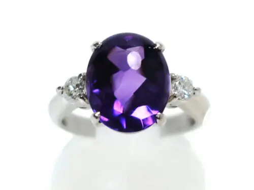 三重県 鈴鹿市】Pt900 プラチナ アメジストリング 4.00ct ダイヤモンド