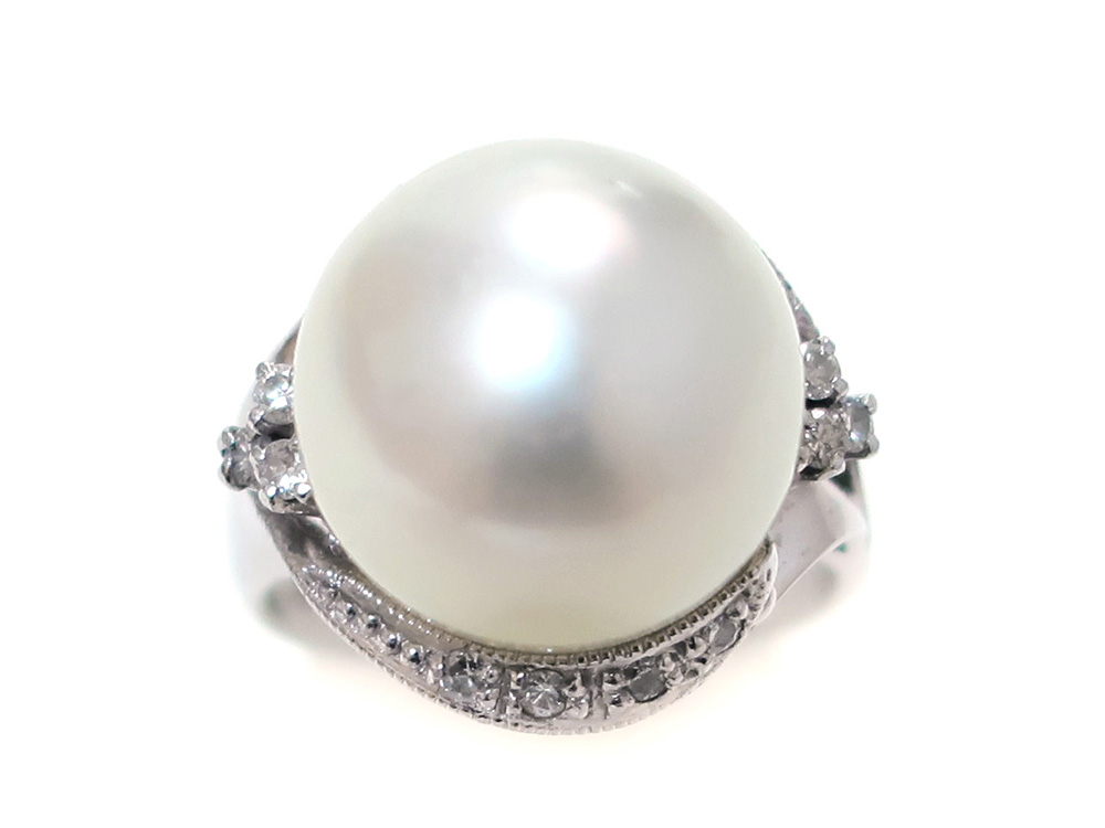 Pt900 パール 真珠 ダイヤモンド リング 指輪 9号 生前整理 【公式通販】
