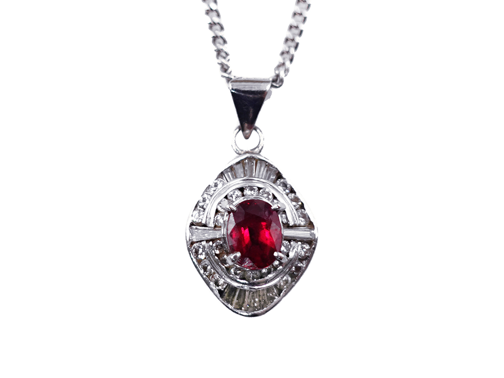 【三重県 四日市市】Pt900×Pt850 プラチナ ルビーネックレス 0.71ct ダイヤモンド 0.50ct 5.5g 買取実績 2025.02
