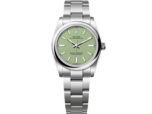 【2025年】ロレックス(ROLEX)の新作モデル&廃盤(ディスコン)/生産終了モデルをご紹介 オイスターパーペチュアル34 124200 ピスタチオグリーン