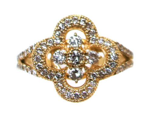 【三重県 菰野町】K18YG イエローゴールド フラワー ダイヤモンド リング 0.68ct 5.5g 買取実績 2025.06