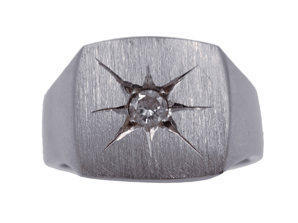 【三重県 四日市市】Pt900 プラチナ ダイヤモンド 後光留め 印台リング 0.12ct 24.8g 買取実績 2025.07