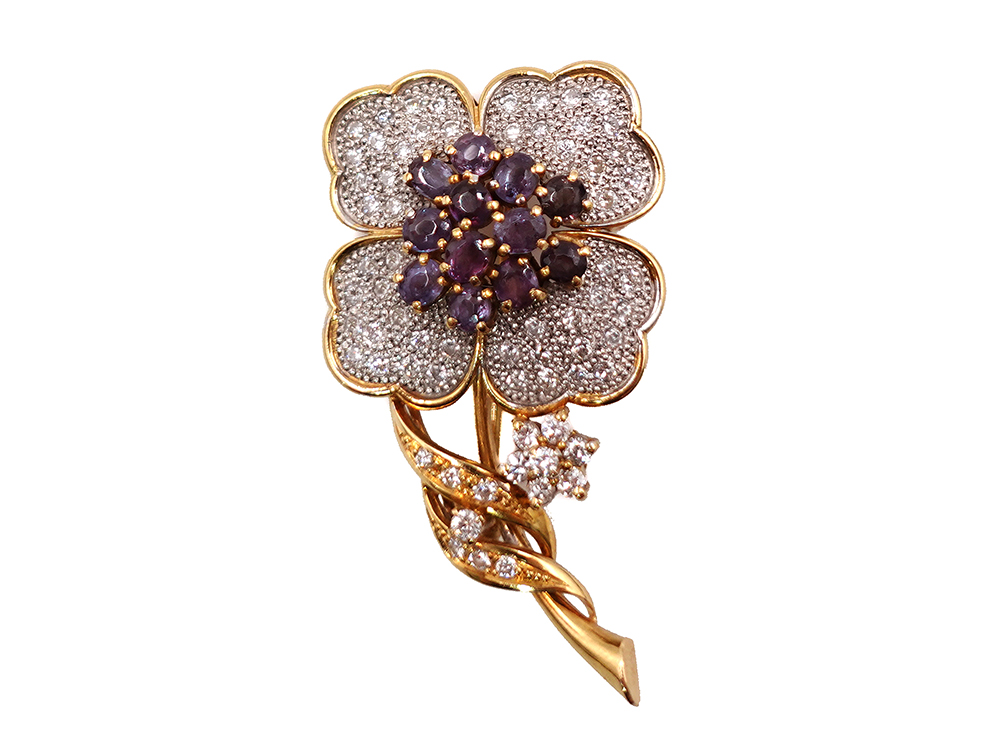 【三重県 四日市市】K18YG イエローゴールド アレキサンドライト ブローチ 1.53ct ダイヤモンド 0.98ct 19.5g 買取実績 2025.08