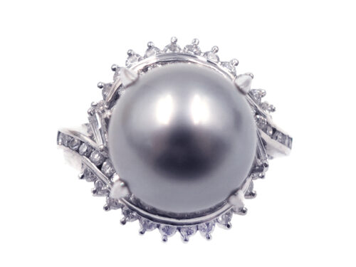 【三重県 伊賀市】Pt900 プラチナ パール リング 12mm ダイヤモンド 0.72ct 13.7g 買取実績 2025.09