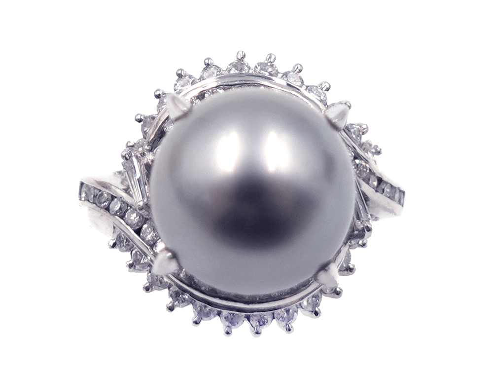 【三重県 伊賀市】Pt900 プラチナ パール リング 12mm ダイヤモンド 0.72ct 13.7g 買取実績 2025.09