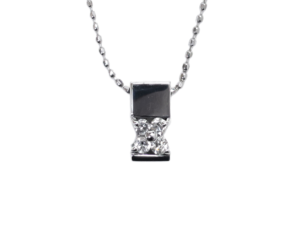 【三重県 鈴鹿市】K14WG ホワイトゴールド ダイヤモンド スクエア ネックレス 0.12ct 2.1g 買取実績 2025.010