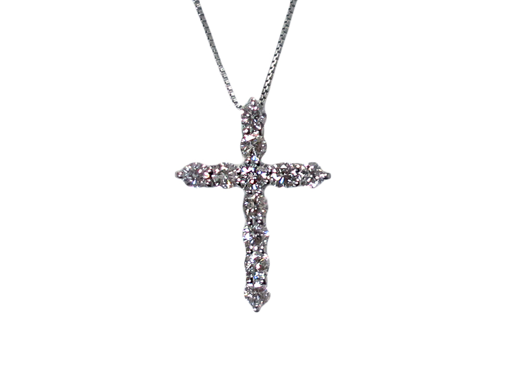 三重県 伊賀市】Pt900×Pt850 プラチナ ダイヤモンド クロス ネックレス