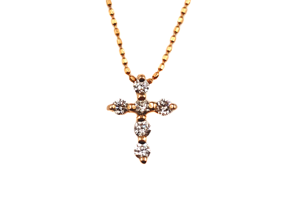 【三重県 鈴鹿市】K18PG ピンクゴールド ダイヤモンド クロス ネックレス 0.18ct 1.8g 買取実績 2026.01