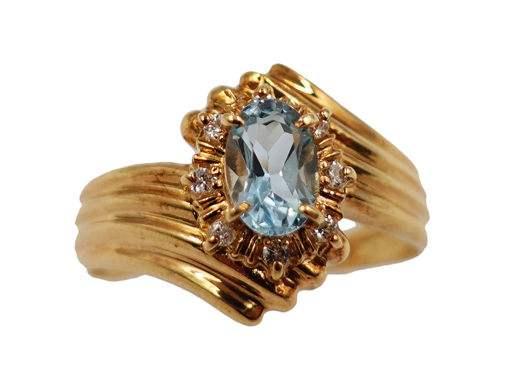 【三重県 亀山市】K18YG イエローゴールド アクアマリン リング 0.61ct ダイヤモンド 0.10ct 4.3g 買取実績 2026.02