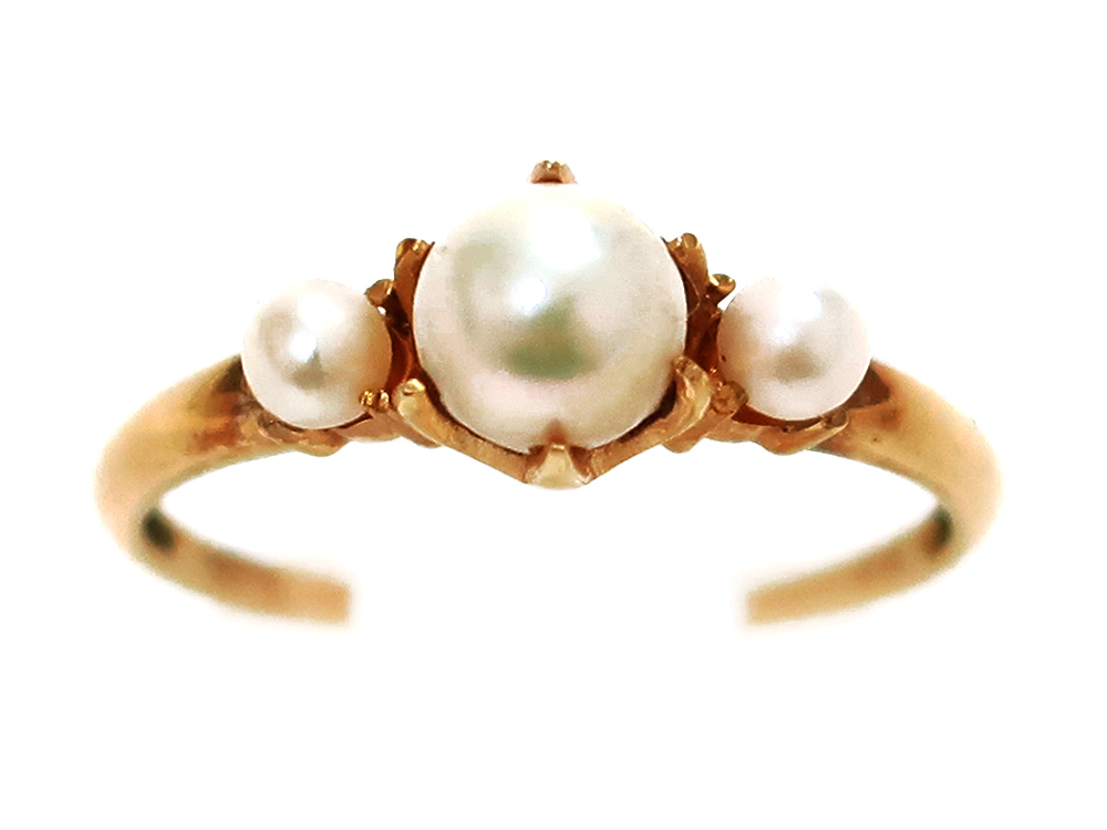 【三重県 四日市市】K18YG イエローゴールド パール3石 リング 2.3g 買取実績 2026.02
