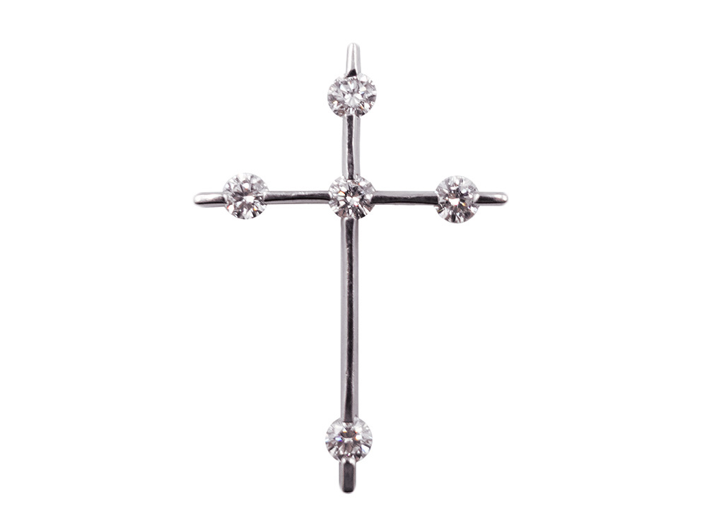 【三重県 亀山市】Pt900 プラチナ 5Pダイヤモンド スキニークロス ペンダントトップ 0.50ct 3.2g 買取実績 2026.02