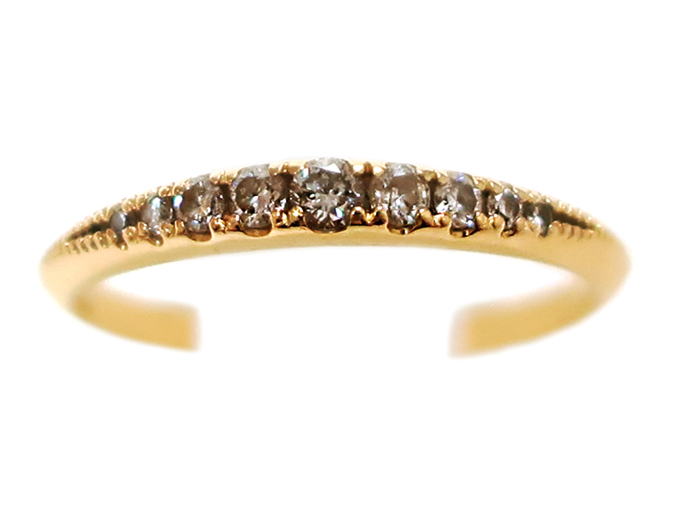 【三重県 四日市市】K18YG イエローゴールド ダイヤモンド グラデーション ハーフエタニティ リング 0.16ct 2.0g 買取実績 2026.04