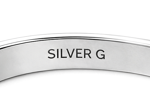 指輪の内側にあるSILVER G刻印の例