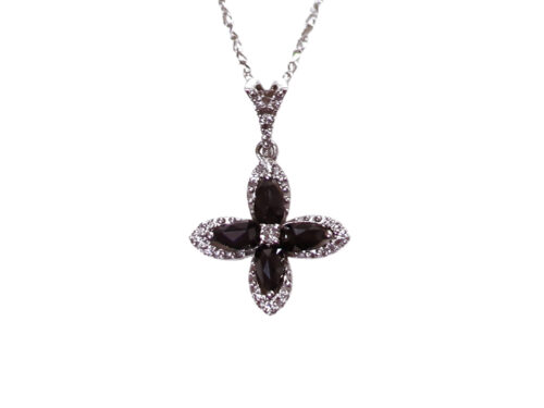 【三重県 鈴鹿市】K18WG ホワイトゴールド フラワーモチーフ ブラックダイヤモンド ネックレス 1.02ct 3.8g 買取実績 2026.06