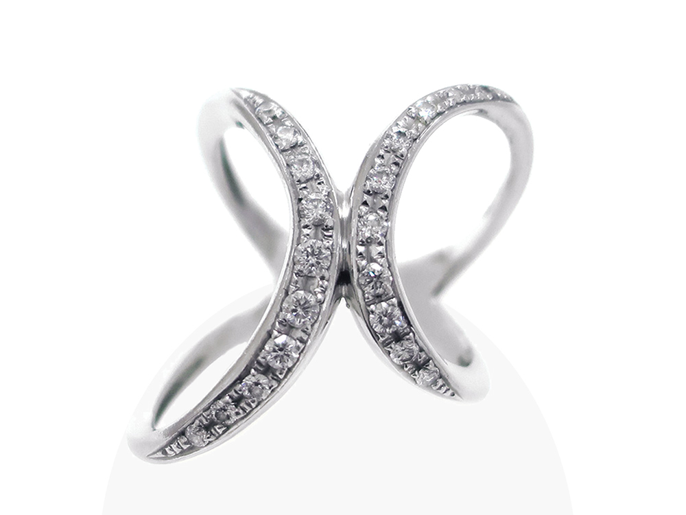 【三重県 四日市市】Pt900 プラチナ クロスライン ダイヤモンドリング 0.43ct 8.7g 買取実績 2026.06