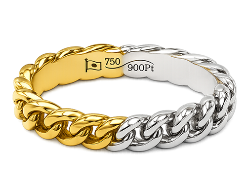 ホールマーク750×Pt900刻印の例