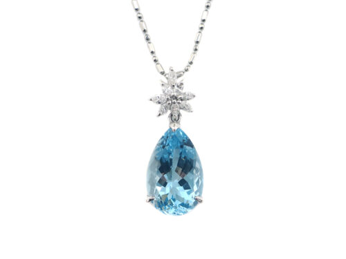 【三重県 津市】Pt900×Pt850 プラチナ ペアシェイプ アクアマリン ネックレス 5.74ct ダイヤモンド 0.30ct 8.5g 買取実績 2026.07