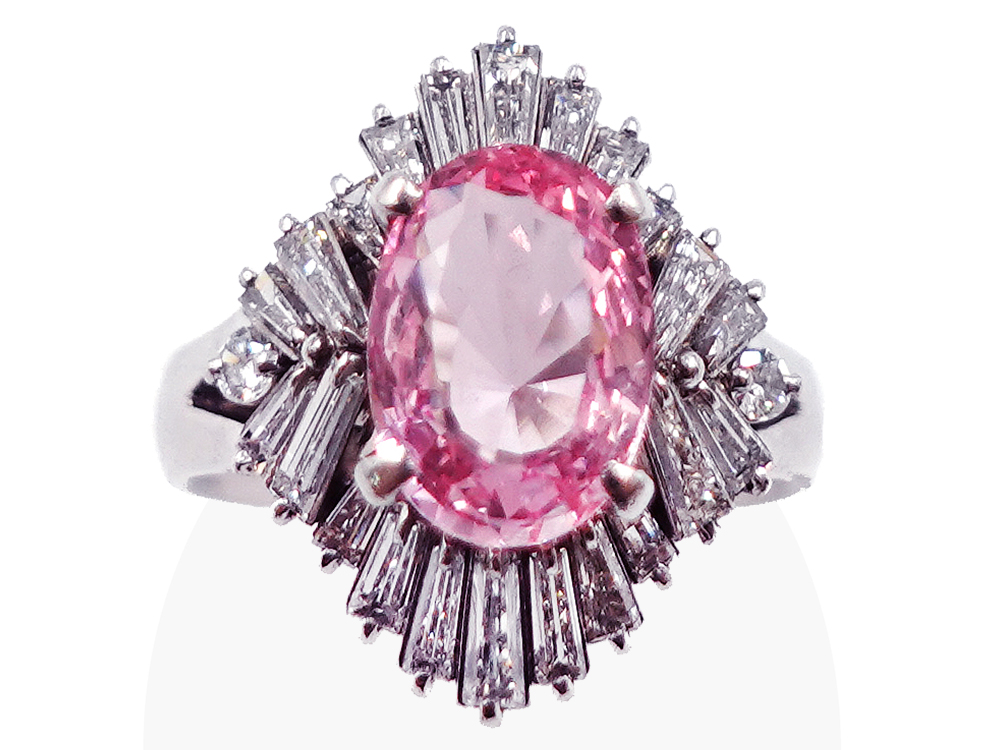【三重県 菰野町】Pt900 プラチナ ピンクサファイア ダイヤモンドリング 2.51ct 0.92ct 8.5g 買取実績 2026.08