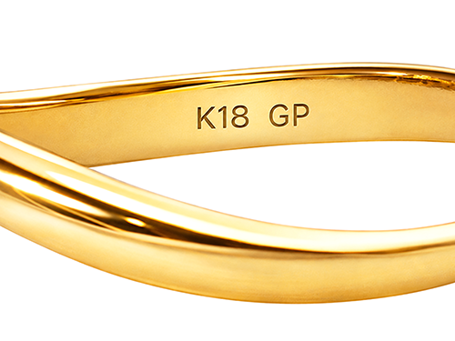 金メッキや金張り製品に見られるGPやGFなどの刻印部分