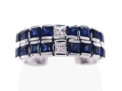 【三重県 鈴鹿市】K18WG ホワイトゴールド プリンセスカット サファイアリング 1.76ct ダイヤモンド 0.20ct 7.4g 買取実績 2026.09