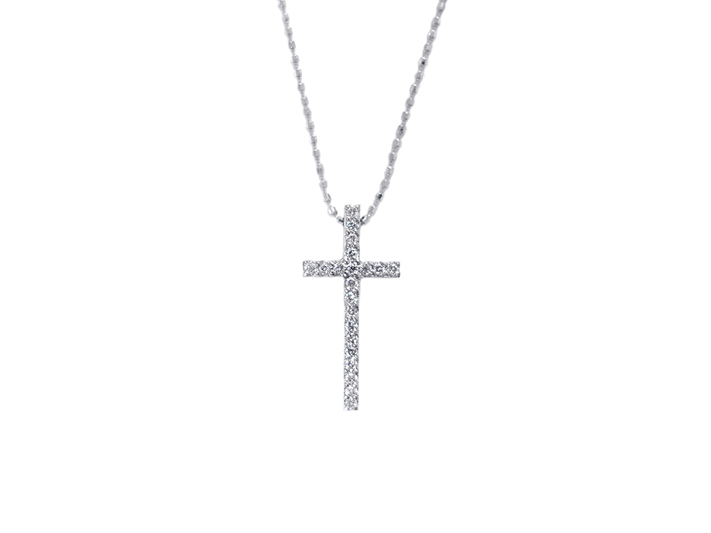 【三重県 松阪市】K18WG ホワイトゴールド クロス ダイヤモンド ネックレス 0.20ct 2.8g 買取実績 2026.09