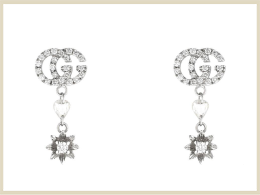 グッチ ピアス イヤリング 高価買取アイテム ダイヤモンド付きフラワー&ダブルGピアス 581830