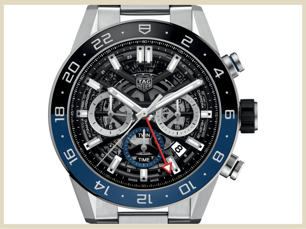 ブランド時計 高価買取アイテム TAG HEUER タグ・ホイヤー カレラ キャリバー ホイヤー02 クロノグラフ GMT CBG2A1Z.BA0654