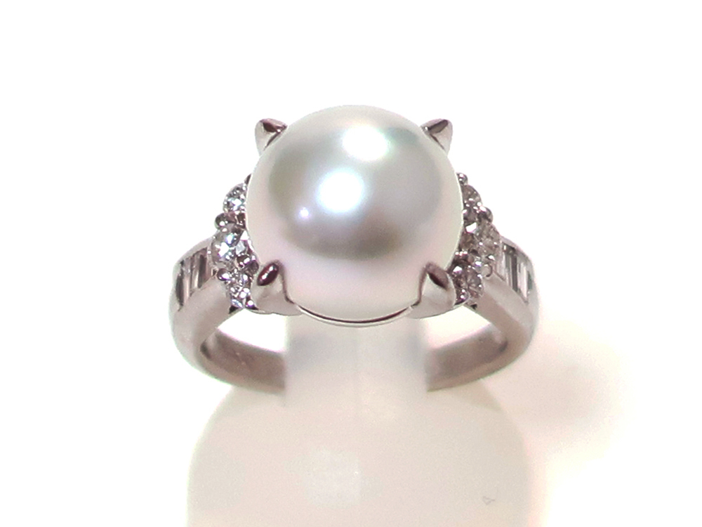 【三重県 明和町】Pt900 プラチナ パールリング 12mm ダイヤ 0.60ct 9.8g 買取実績 2020.10