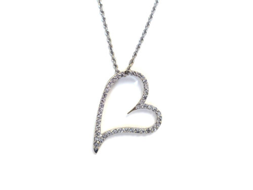 【三重県 伊賀市】K18WG ホワイトゴールド ダイヤモンド ハートネックレス 0.50ct 4.1g 買取実績 2021.06