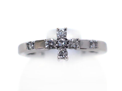 【三重県 津市】K18WG ホワイトゴールド ダイヤモンド クロスリング 0.20ct 3.8g 買取実績 2022.02